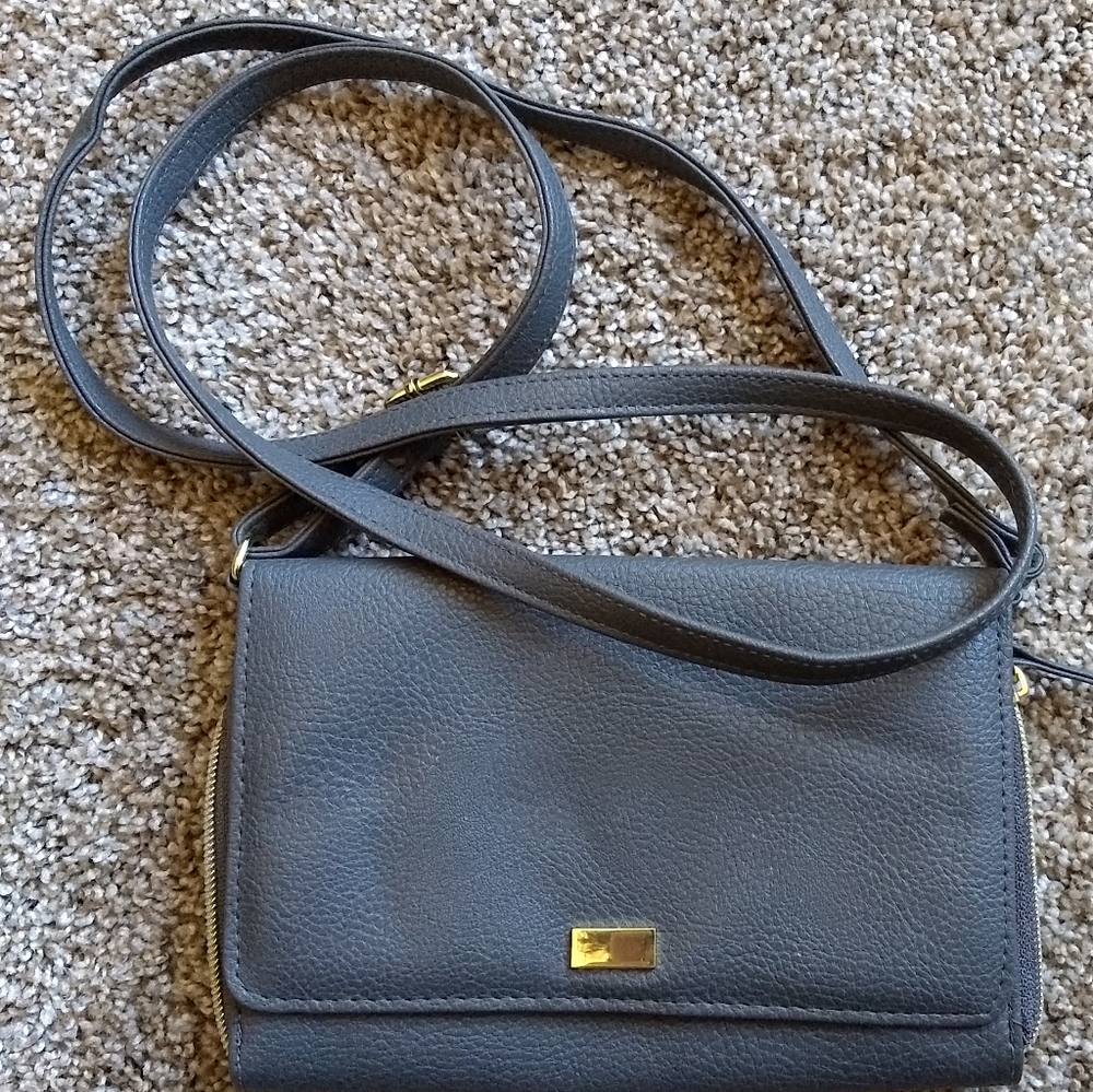 Dark grey clutch/ crossbody bag/ wallet